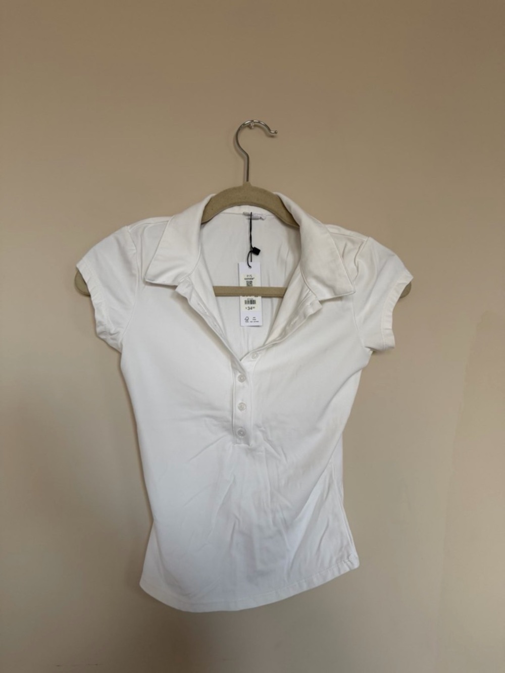 Garage White Short-Sleeve Button-Front Polo Shirt